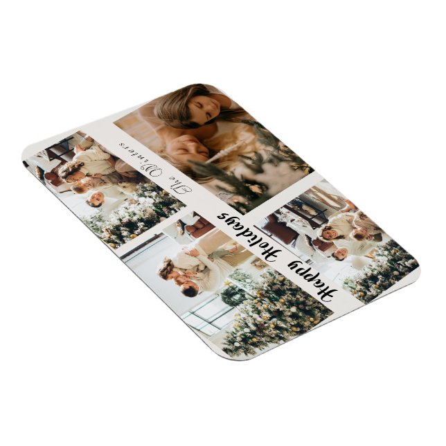 Cute Helgdag Family Collage accent Dekorativ kudde Magnet (Högersidan)