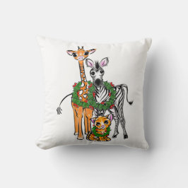 Cute Helgdag Giraffe Zebra Tiger vattenfärg Kudde