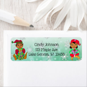 Cute Helgdag Jul Elf och Polkagrisar Returadress Etikett