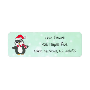 Cute Helgdag jul Penguin Returadress Etikett