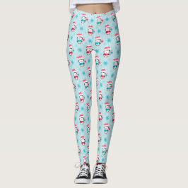 Cute Helgdag Jul Winter Penguin Mönster Leggings