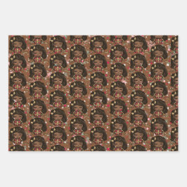 Cute Helgdag Jul Wrapping Papper Black Girl