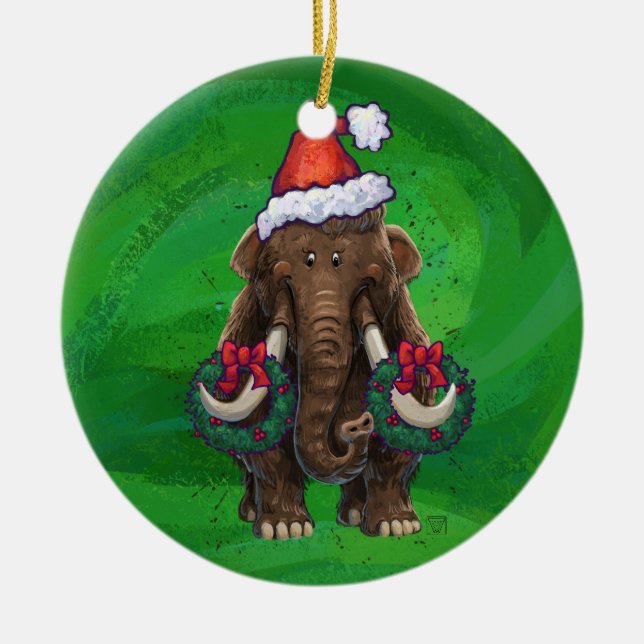 Cute Helgdag Mastodon Ceramic Ornament (Framsidan)