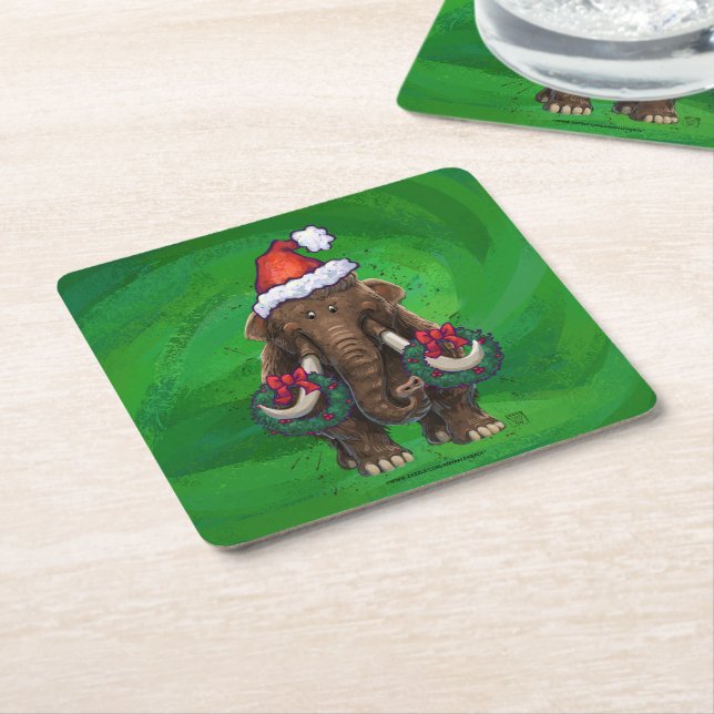 Cute Helgdag Mastodon Square Papper Underlägg Kvadrat (Vinklad)