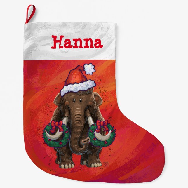 Cute Helgdag Mastodon Stor Julstrumpa (Framsidan)