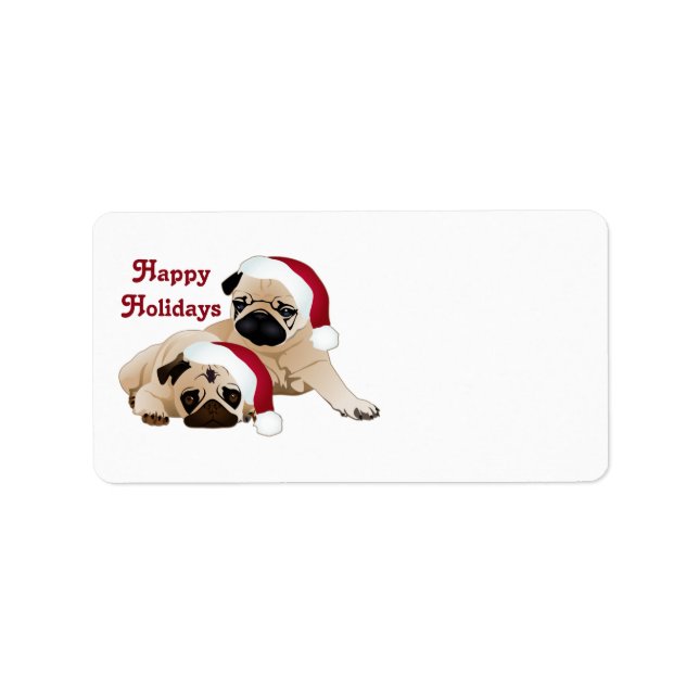 Cute Helgdag Pugs Tees och gåvor Adressetikett (Framsidan)