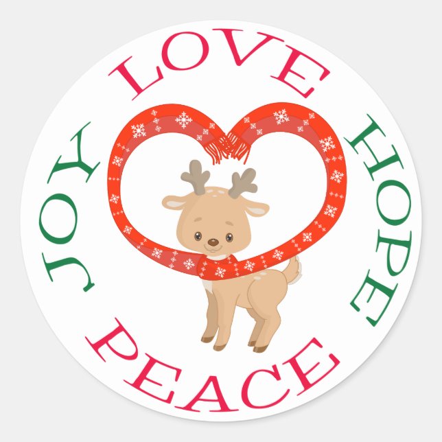 Cute Helgdag Reindeer Hope Runt Klistermärke (Framsida)