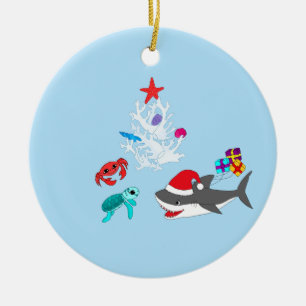 Cute Helgdag Shark Ornament