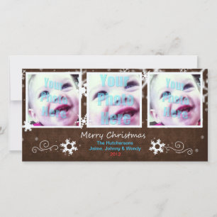 Cute Helgdag Snowflake 3 Window Card Mocha - Julkort