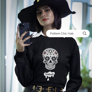 Cute Helgdag Sugar Skull Fall Winter Halloween T Shirt