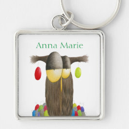 Cute Helgdag Uggla Fyrkantig Silverfärgad Nyckelring