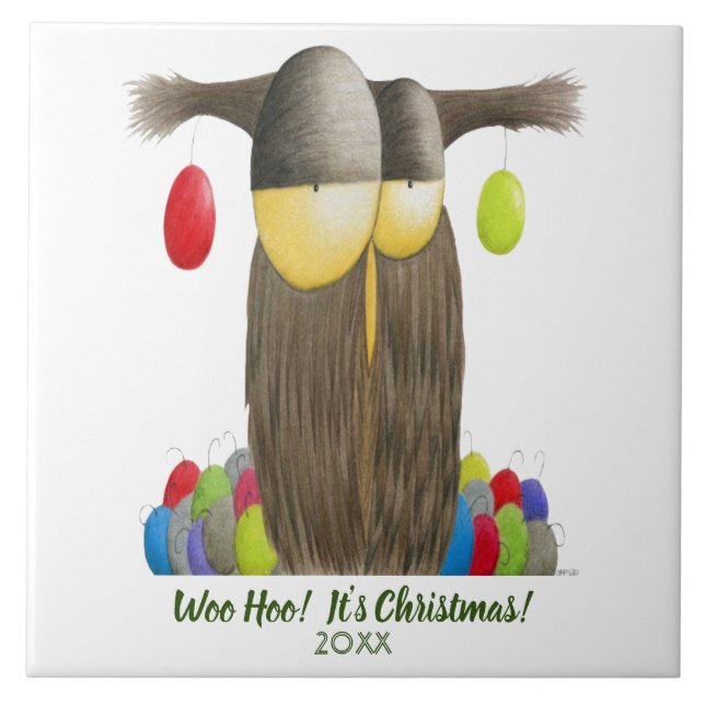 Cute Helgdag Uggla Kakelplatta (Framsidan)