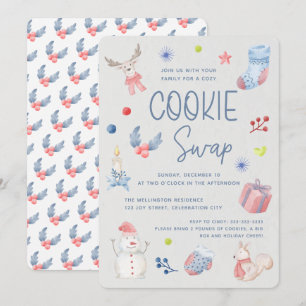 Cute Helgdag Watercolor-jul-cookie-byte Inbjudningar