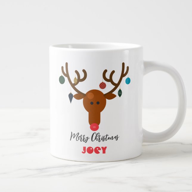 Cute Helgdag Whimsique Reindeer jul Boll Jumbo Mugg (Höger)