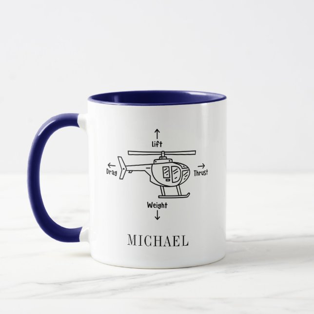 Cute Helicopter Pilot Pension Gift Personlig Mugg (Vänster)