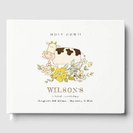 Cute Heliga Cow Farm Blommigt Kids oavsett ålder Gästböcker