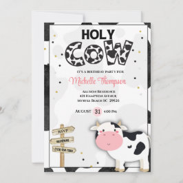 Cute Heliga Cow Flick kalas Inbjudningar