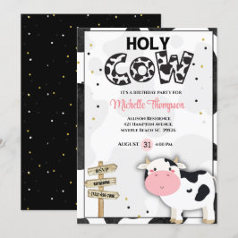 Cute Heliga Cow Flick kalas Inbjudningar