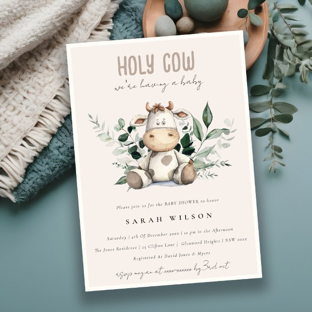 Cute Heliga Cow Foliage Pastel  Baby Shower Inbjudningar (Skapare uppladdad)