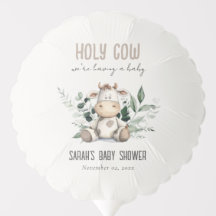 Cute Heliga Cow Foliage Pastel Neutralt Baby Showe