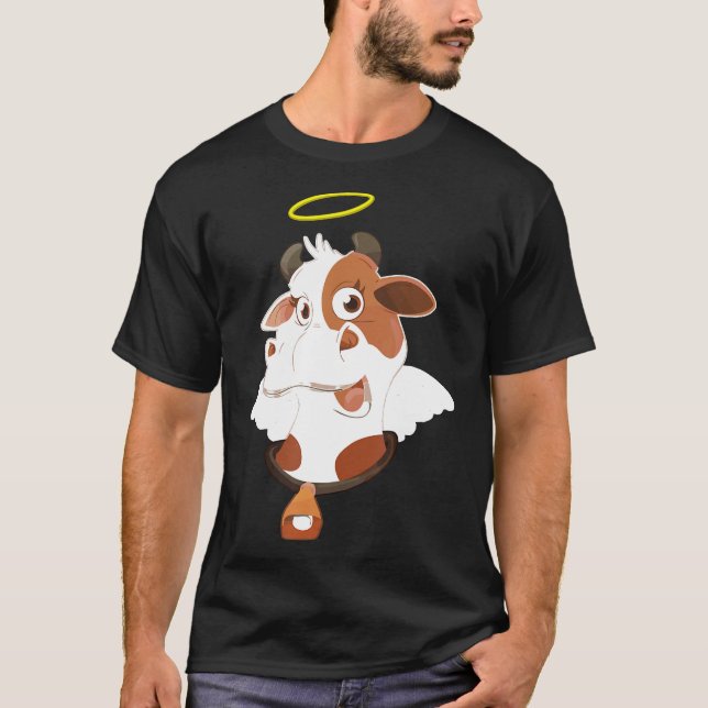 Cute Heliga Cow Himmelsk Cattle Pun T Shirt (Framsida)