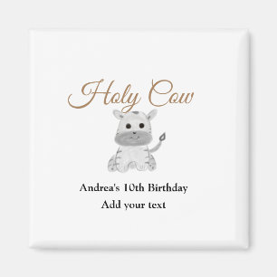 Cute heliga ko, husdjur, födelsedag tillsätt namn magnet