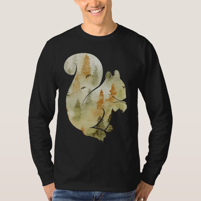 Cute Hello Fall Squirrel Autumn  Animal Leaf T Shirt (Framsida)