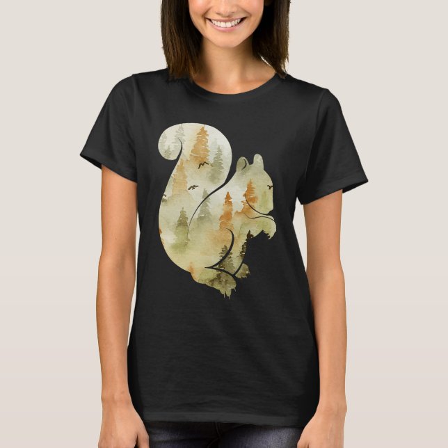 Cute Hello Fall Squirrel Autumn  Animal Leaf T Shirt (Framsida)
