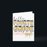 Cute Hello Fourth Grade Pencil Bow Back To School  Kort<br><div class="desc">Cute Hello Fourth Grade Pencil Bow Back To School Girls Kids</div>