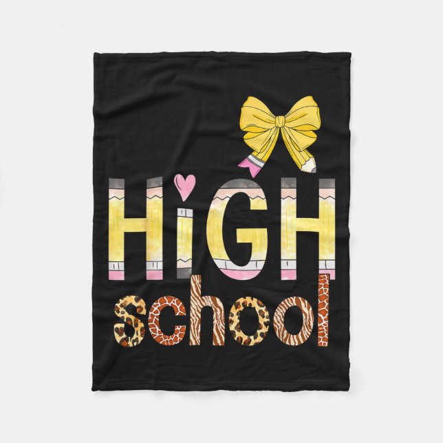 Cute Hello High School Animal Print Teacher Back T Fleecefilt (Framsidan)
