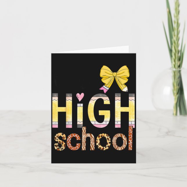 Cute Hello High School Animal Print Teacher Back T Kort (Framsida)