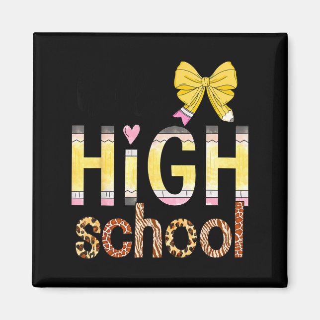 Cute Hello High School Animal Print Teacher Back T Magnet (Framsidan)