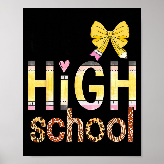 Cute Hello High School Animal Print Teacher Back T Poster (Framsidan)