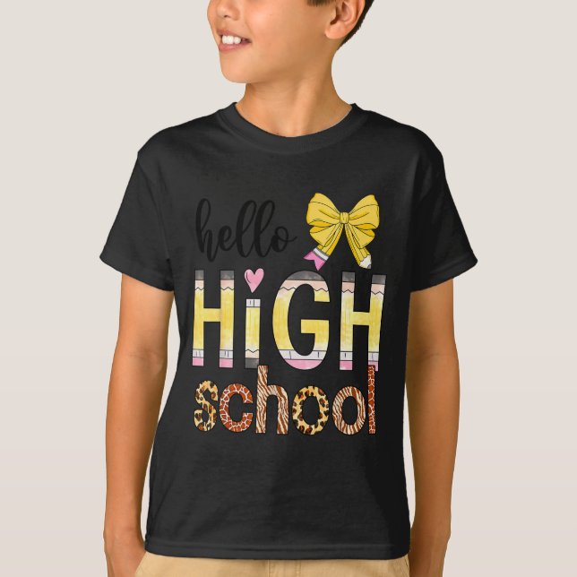 Cute Hello High School Animal Print Teacher Back T T Shirt (Framsida)