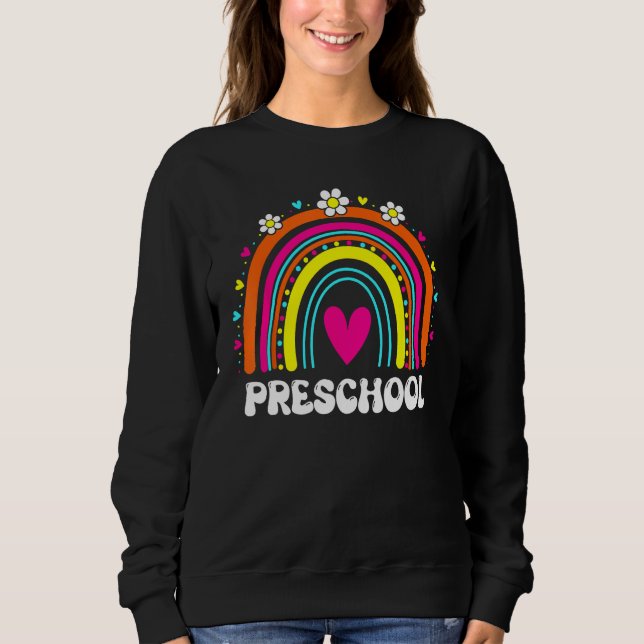 Cute Hello Preschool Rainbow Back To School Teache T Shirt (Framsida)
