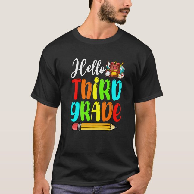 Cute Hello Third Grade Back To School First Day Of T Shirt (Framsida)