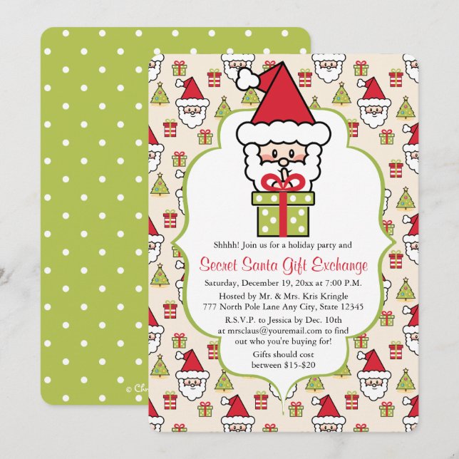 Cute Hemlig jultomte Party Inbjudningar (Fram/baksida)