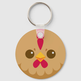 Cute Hen/Chicken Ansikte Nyckelring