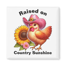 Cute Hen i Rosa Hat med Bright Solros