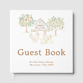 Cute Hens Farm Barn Baby Shower Guest Book Gästböcker