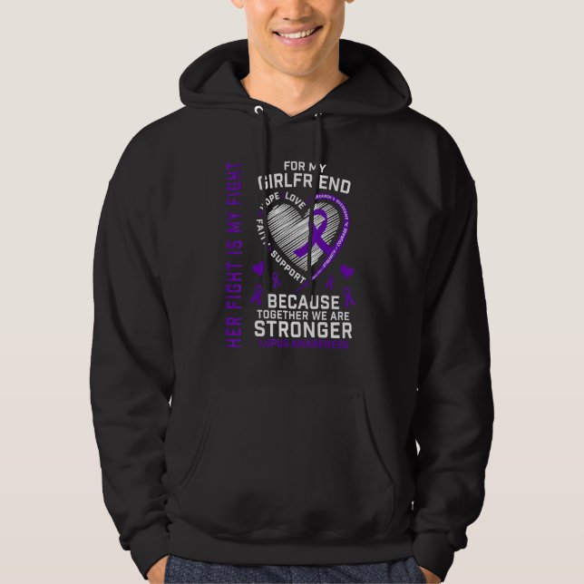 Cute Her Fight Is My Fight Girlfriend Lupus Awaren Hoodie (Framsida)