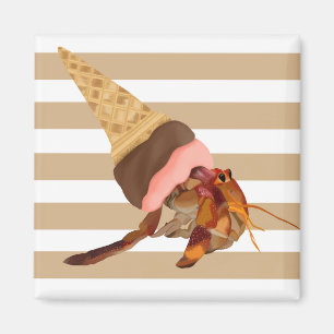 Cute Hermit Crab with Ice Cream Cone Snäcka Magnet