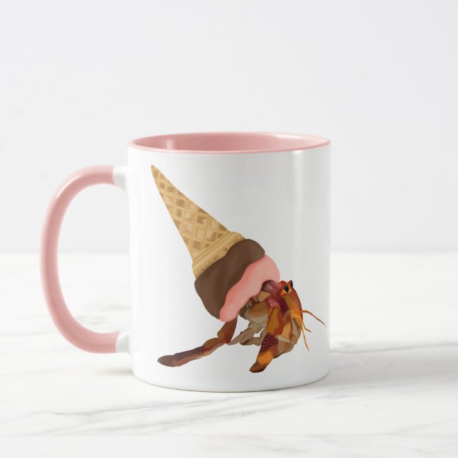 Cute Hermit Crab with Ice Cream Cone Snäcka Mugg (Vänster)