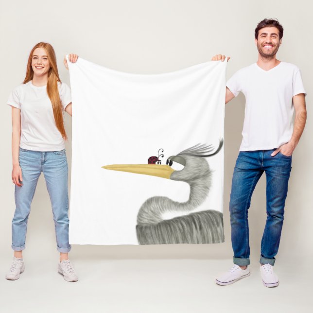 Cute Heron och Ladybug Fleecefilt (På plats)