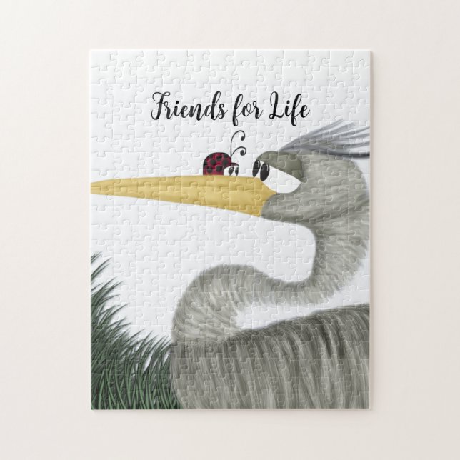 Cute Heron och Ladybug Pussel (Vertikal)