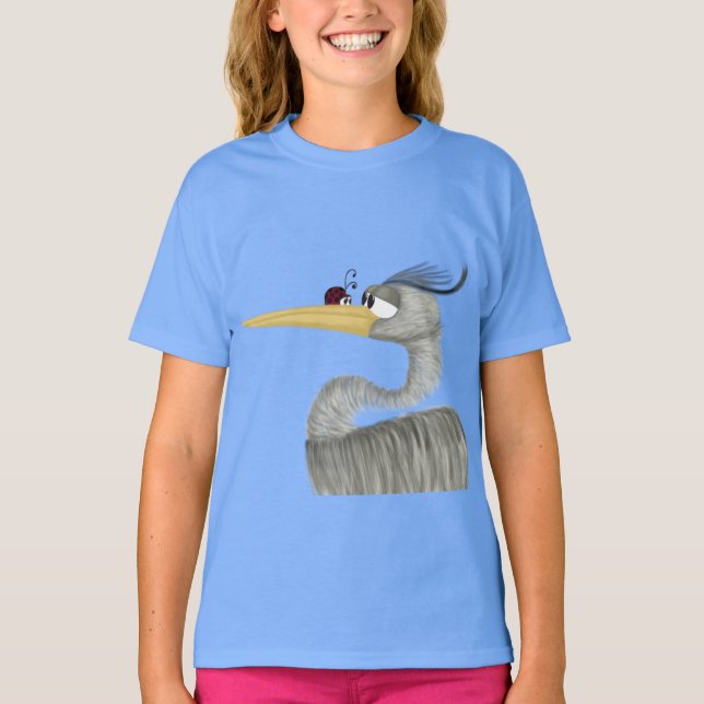 Cute Heron och Ladybug T-shirt (Framsida)