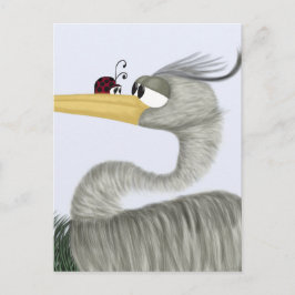 Cute Heron och Ladybug Vykort