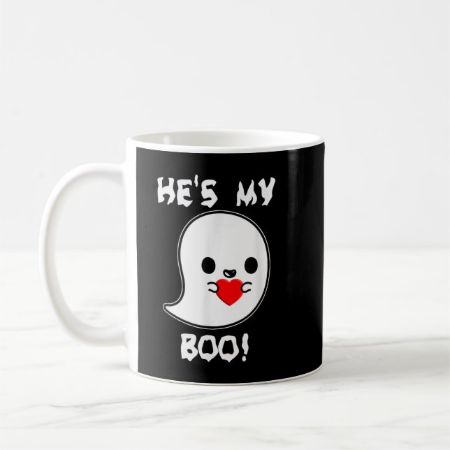 Cute He's my boo! ghosthirt by Halloween Hugs Kaffemugg (Vänster)