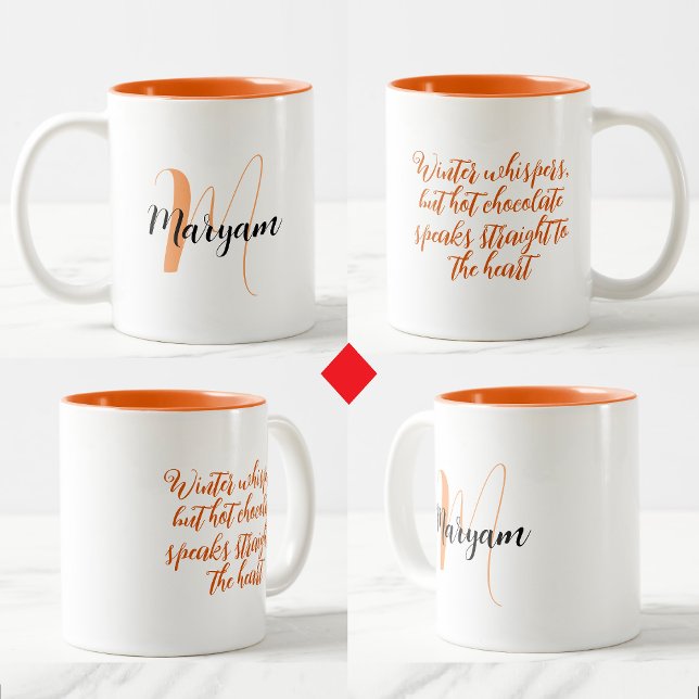 Cute Hett Chocolate Mugg med Namn & Initial & Quot (Unique gift for winter)