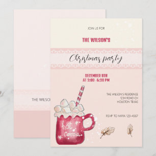 Cute Hett Cocoa Mugg Illustration Watercolor Art Inbjudningar